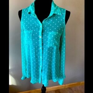 Women's Bongo Sheer Polka-dot Long Sleeve Top with Shoulder Cut Outs, Size XL